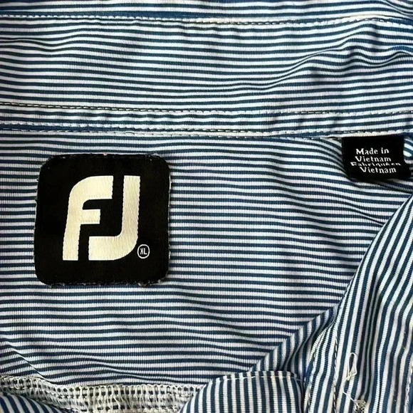 [XL]Foot Joy Blue Spaghetti  Stripes Blue S/S Polo Shirt - Picture 2 of 8